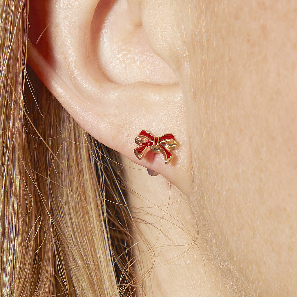 Holly And Peppermint Gold Plated Christmas Earring Set