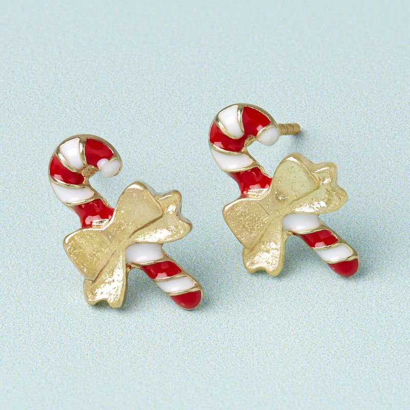 Holly And Peppermint Gold Plated Christmas Earring Set