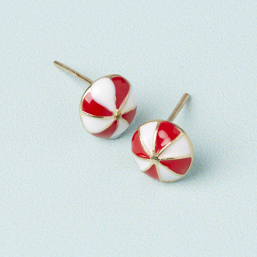 Holly And Peppermint Gold Plated Christmas Earring Set