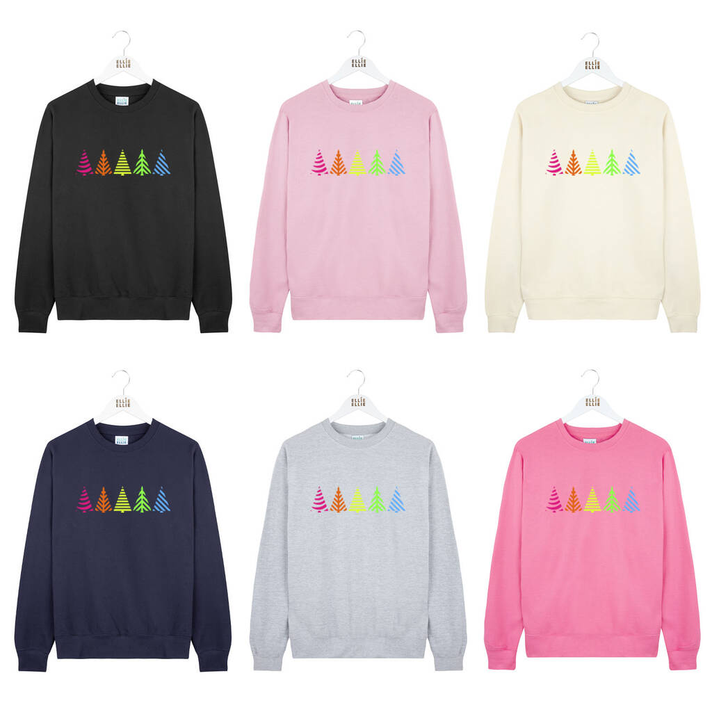 Multi Neon Trees Christmas Jumper Sweatshirt
