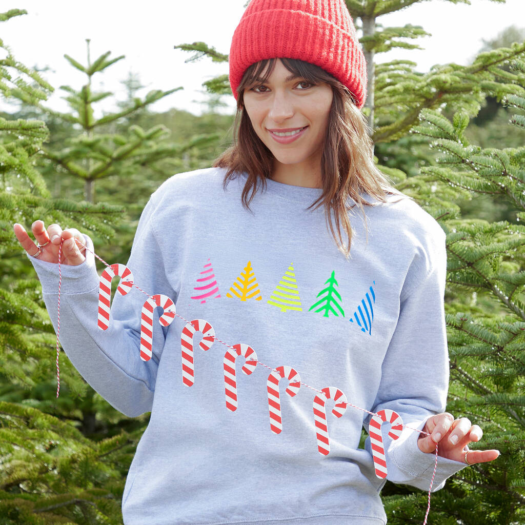 Multi Neon Trees Christmas Jumper Sweatshirt