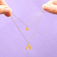 Mum and Daughter Heart Necklace Set