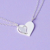 Mum And Daughter Silver Heart Mother's Day Necklace Set