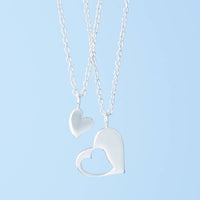 Mum And Daughter Silver Heart Mother's Day Necklace Set