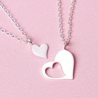Mum And Daughter Silver Heart Mother's Day Necklace Set