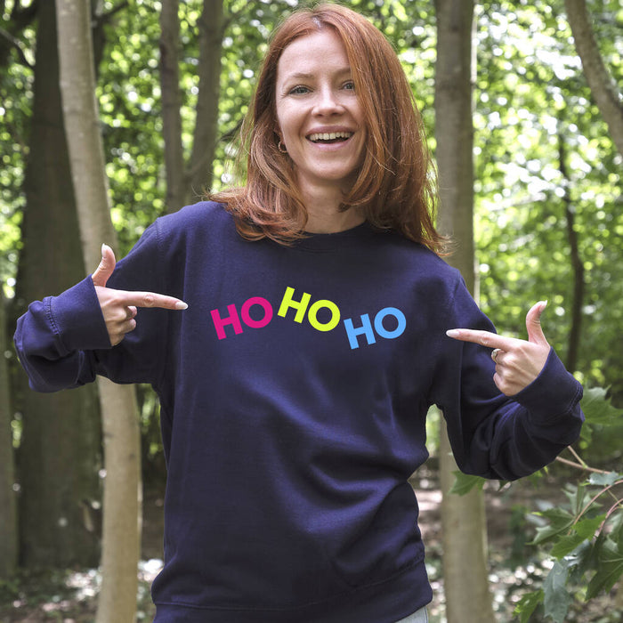 Neon Rainbow Ho Ho Ho Christmas Sweatshirt Jumper