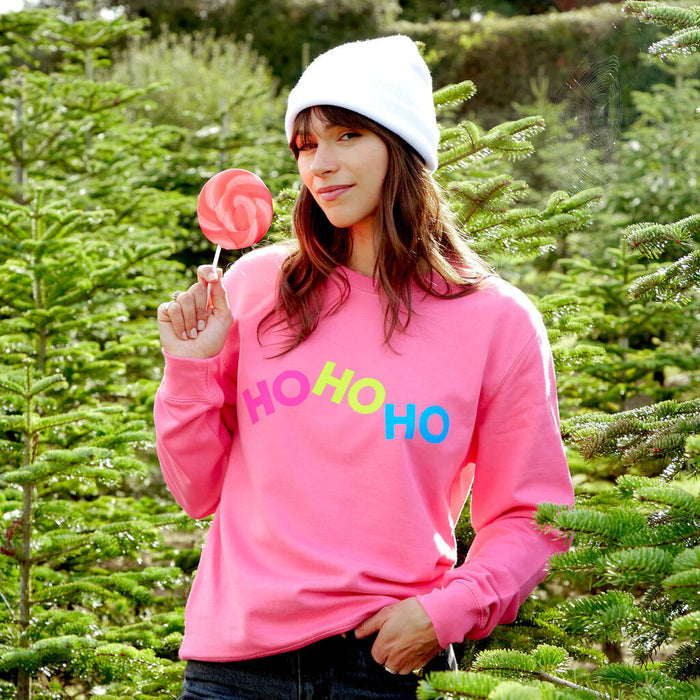 Neon Rainbow Ho Ho Ho Christmas Sweatshirt Jumper