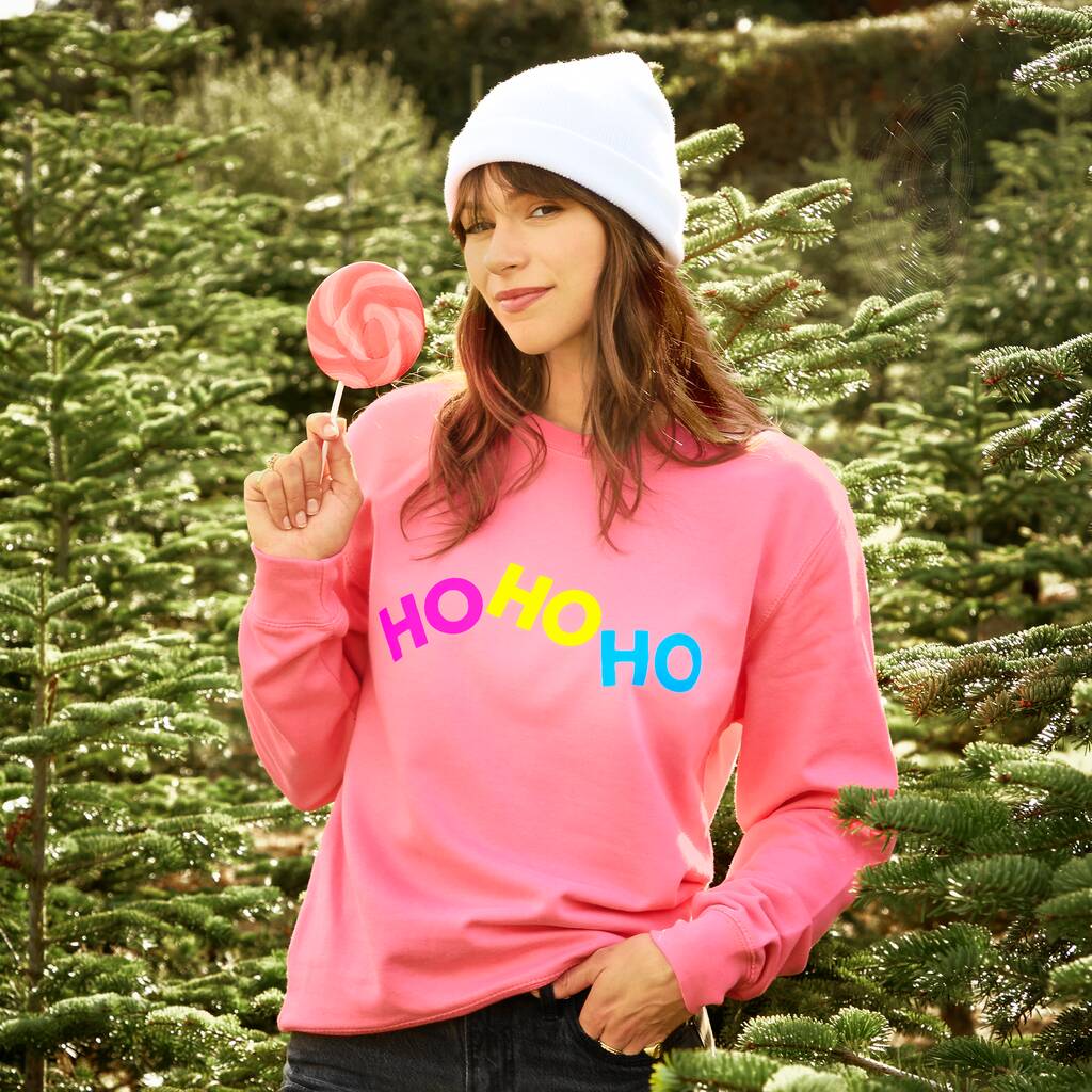 Neon Rainbow Ho Ho Ho Christmas Sweatshirt Jumper