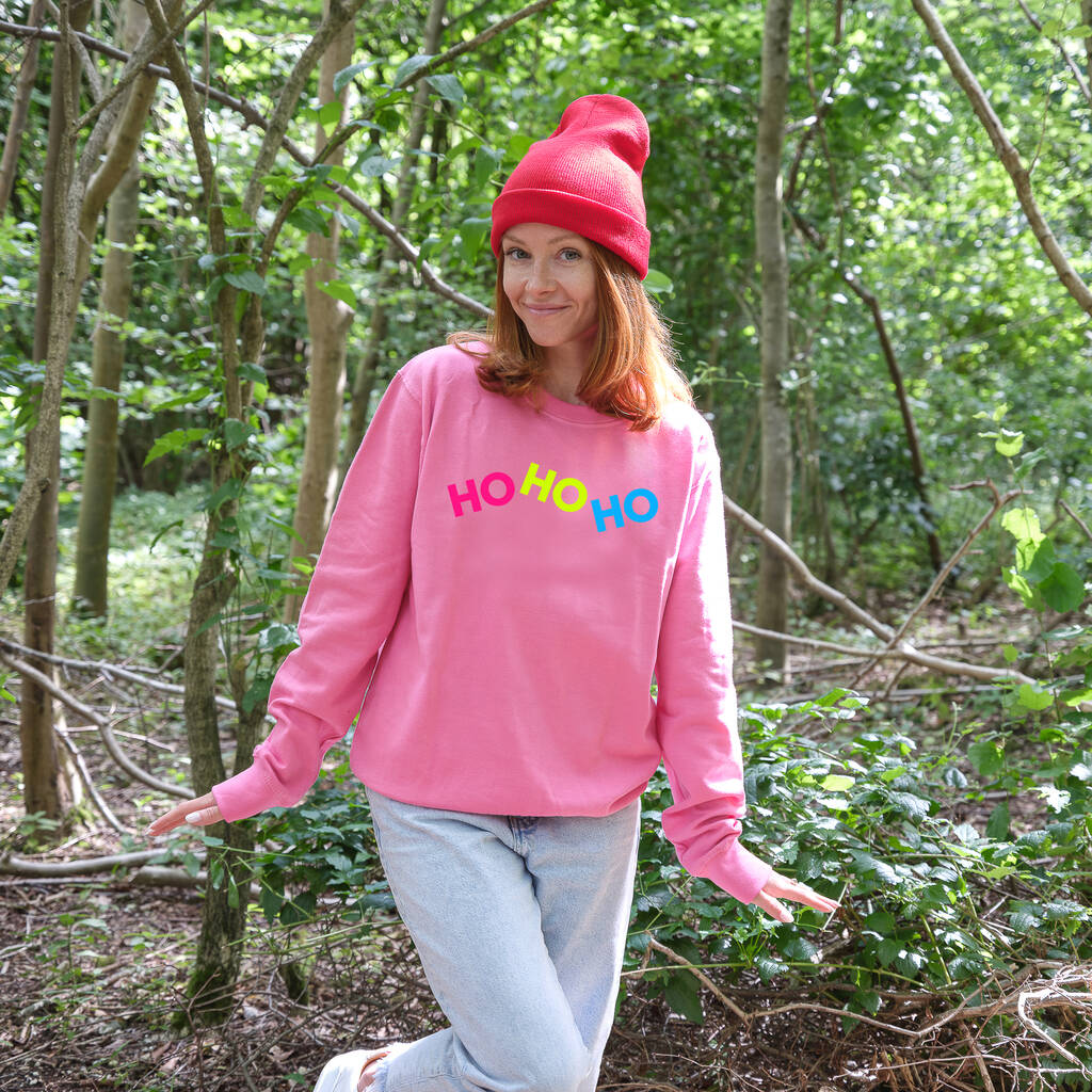Neon Rainbow Ho Ho Ho Christmas Sweatshirt Jumper