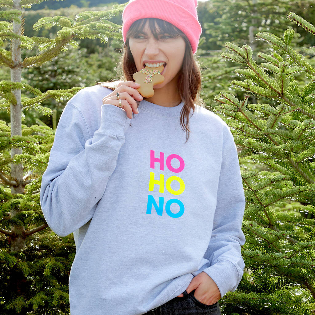 Neon Rainbow HO HO NO Anti Christmas Sweatshirt Jumper