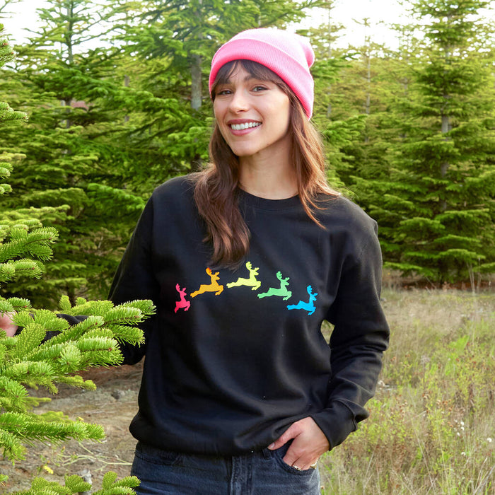 Neon Rainbow Reindeers Christmas Sweatshirt Jumper