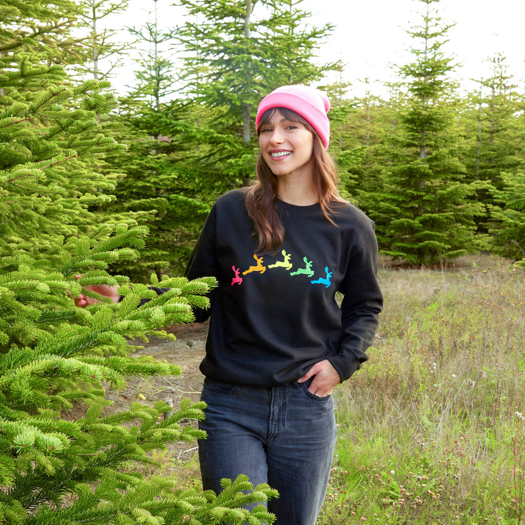 Neon Rainbow Reindeers Christmas Sweatshirt Jumper