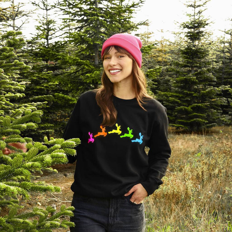 Neon Rainbow Reindeers Christmas Sweatshirt Jumper