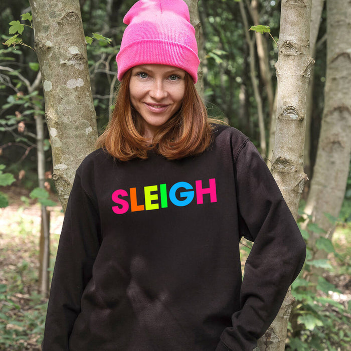Neon Rainbow Sleigh Christmas Sweatshirt Jumper