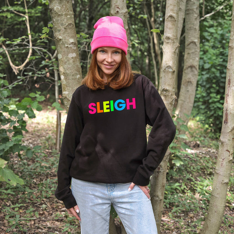 Neon Rainbow Sleigh Christmas Sweatshirt Jumper