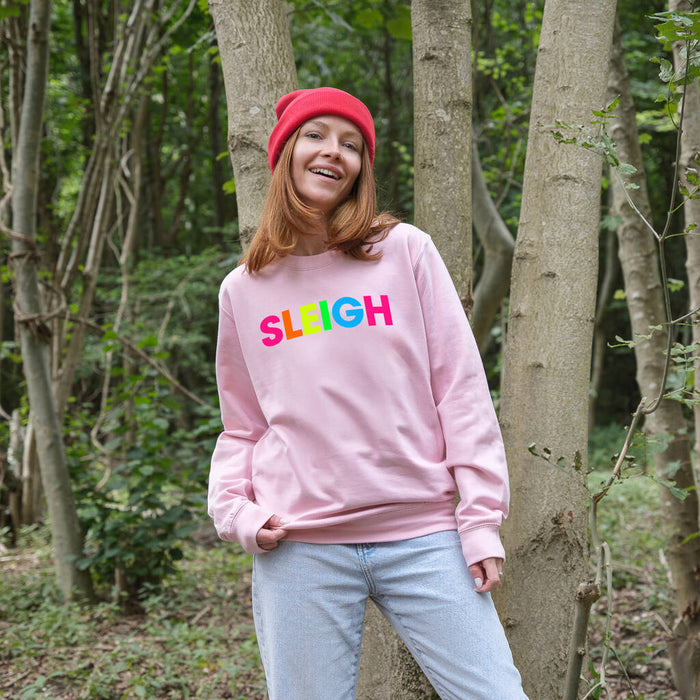 Neon Rainbow Sleigh Christmas Sweatshirt Jumper