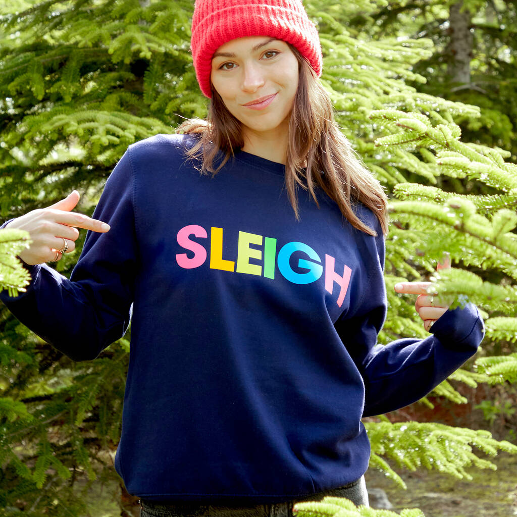 Neon Rainbow Sleigh Christmas Sweatshirt Jumper