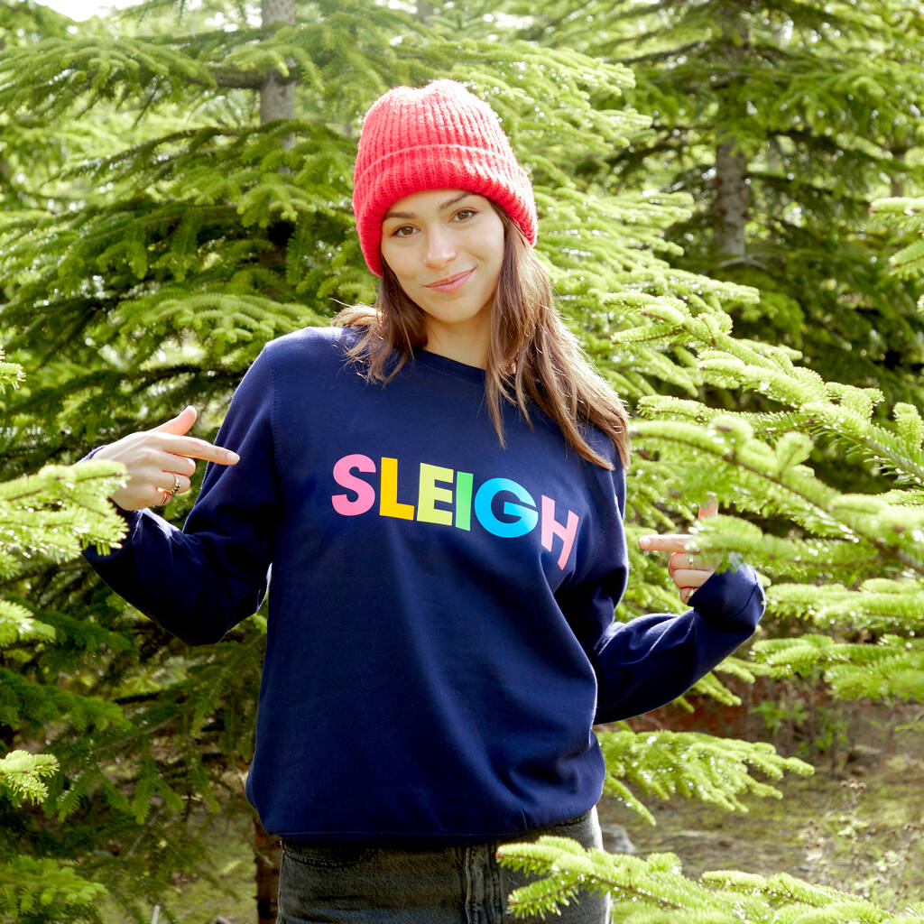Neon Rainbow Sleigh Christmas Sweatshirt Jumper