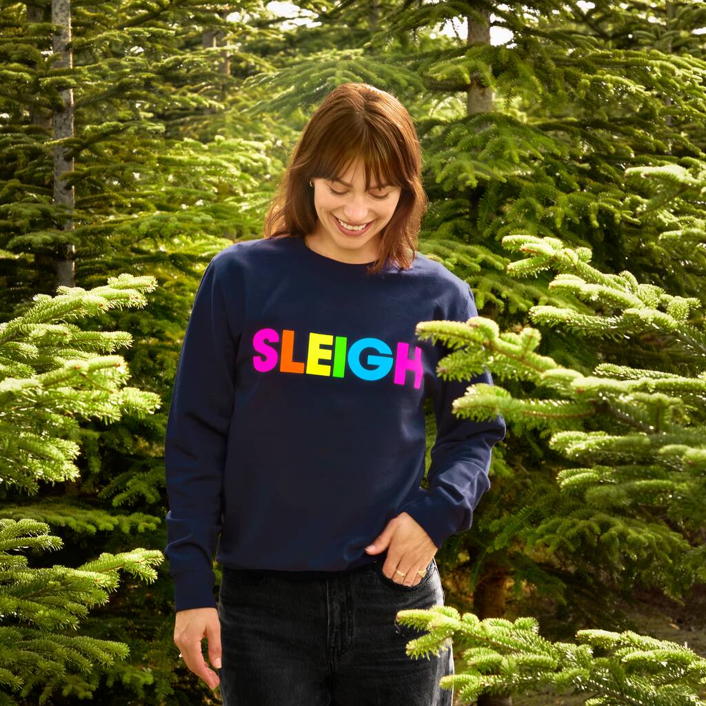 Neon Rainbow Sleigh Christmas Sweatshirt Jumper