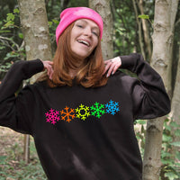 Neon Rainbow Snowflakes Christmas Sweatshirt Jumper