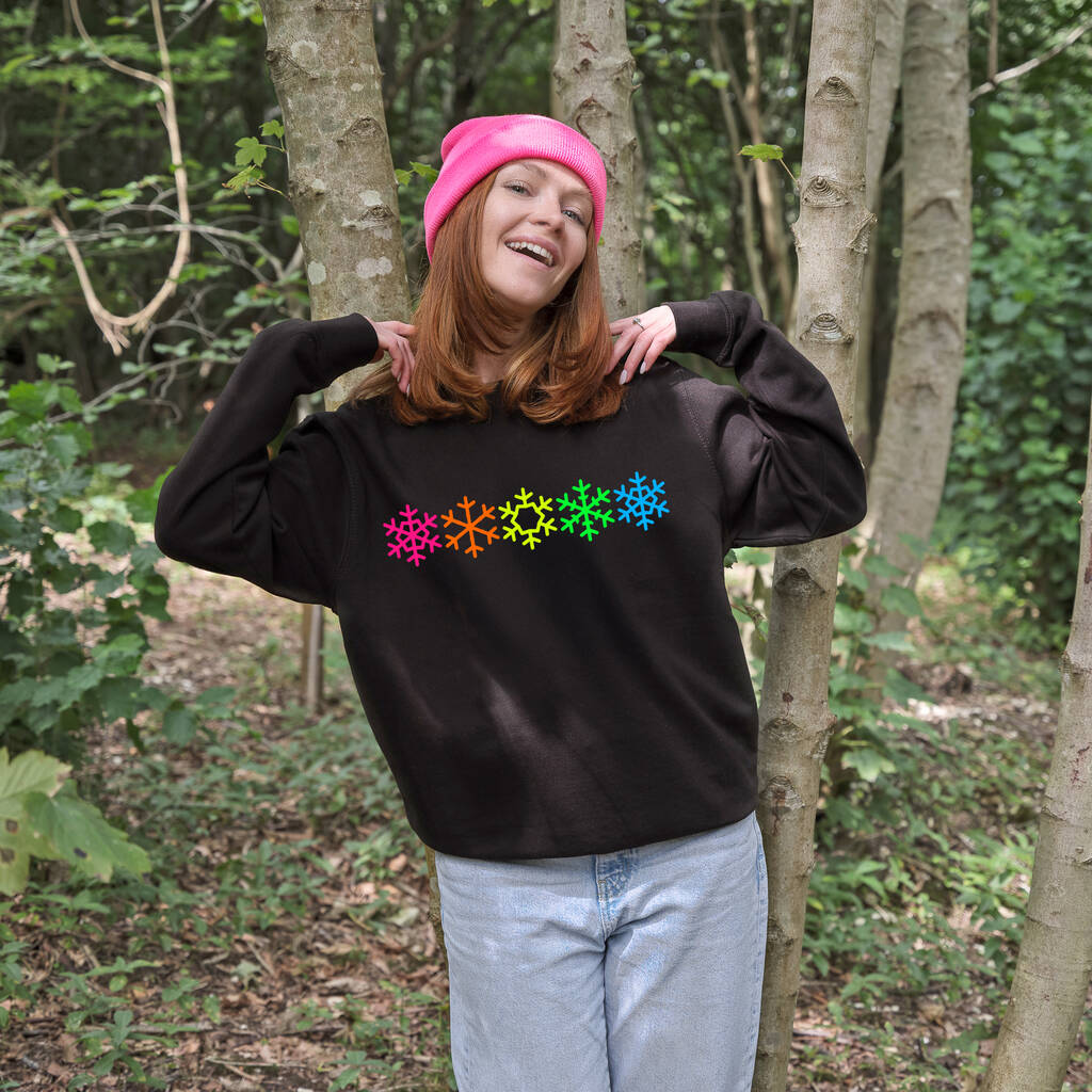Neon Rainbow Snowflakes Christmas Sweatshirt Jumper