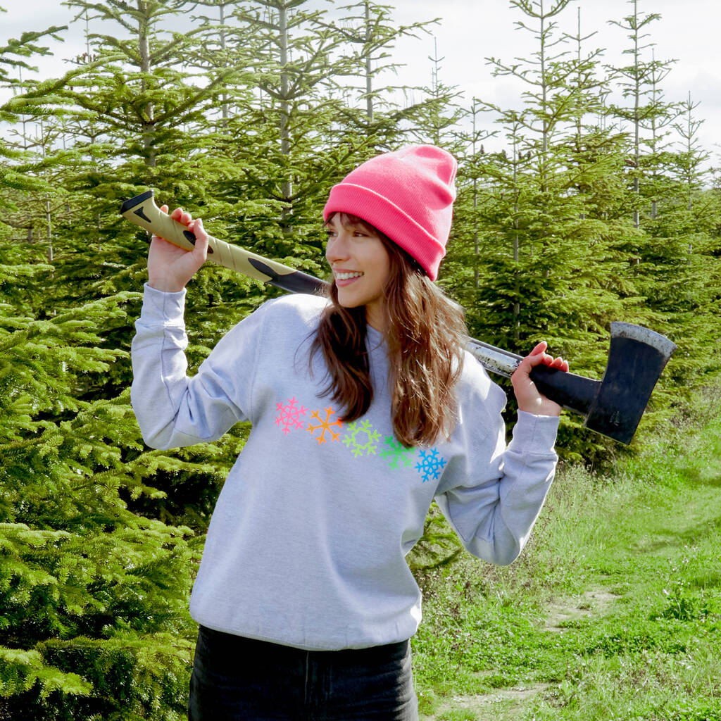 Neon Rainbow Snowflakes Christmas Sweatshirt Jumper