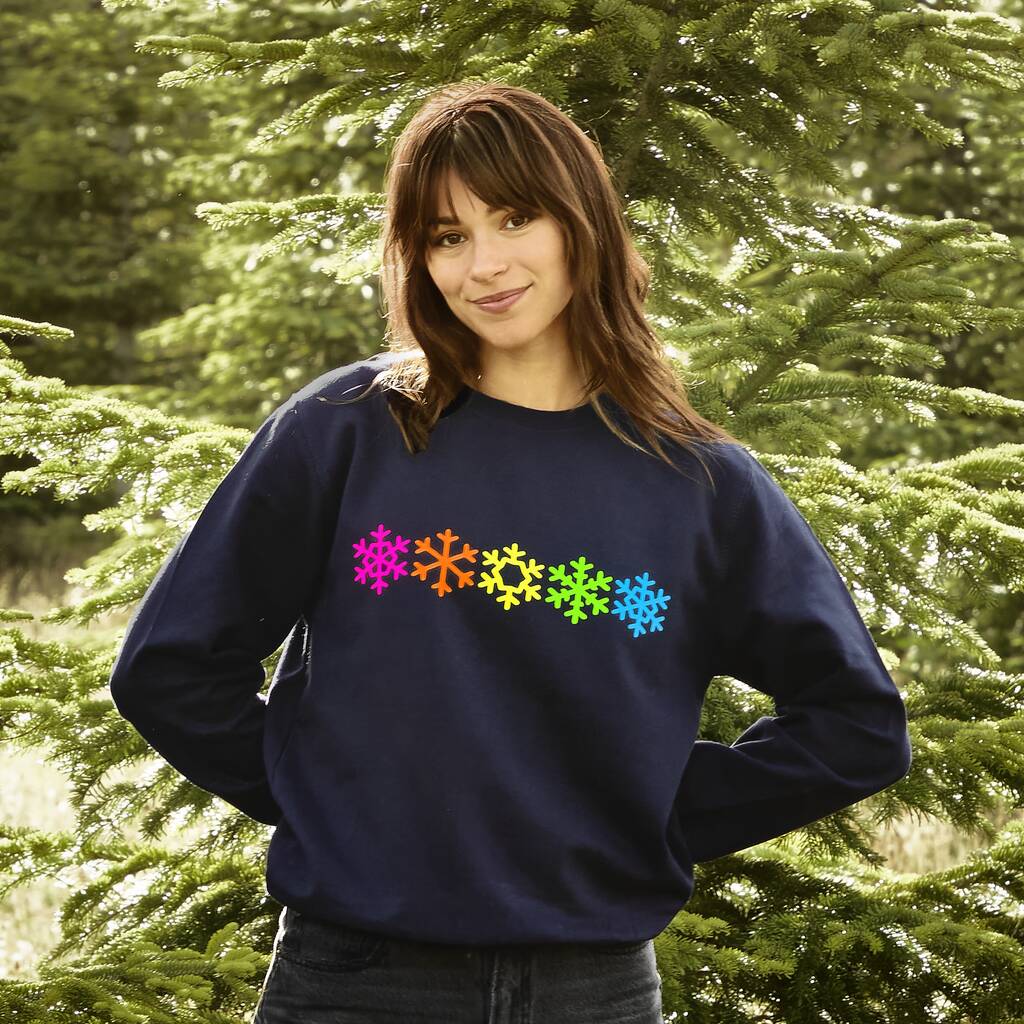 Neon Rainbow Snowflakes Christmas Sweatshirt Jumper