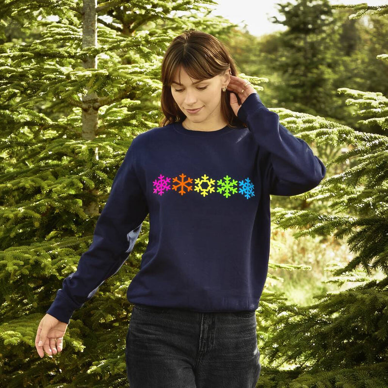Neon Rainbow Snowflakes Christmas Sweatshirt Jumper