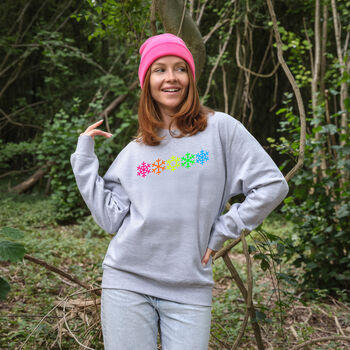 Neon Rainbow Snowflakes Christmas Sweatshirt Jumper