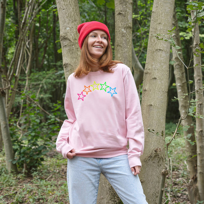 Neon Rainbow Stars Christmas Sweatshirt Jumper