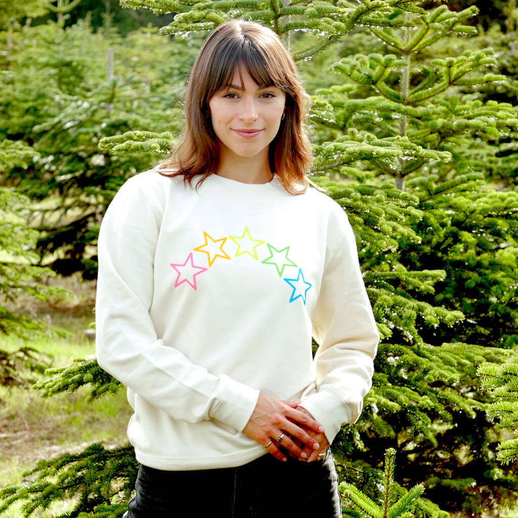 Neon Rainbow Stars Christmas Sweatshirt Jumper