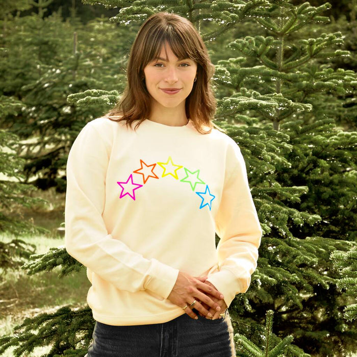 Neon Rainbow Stars Christmas Sweatshirt Jumper