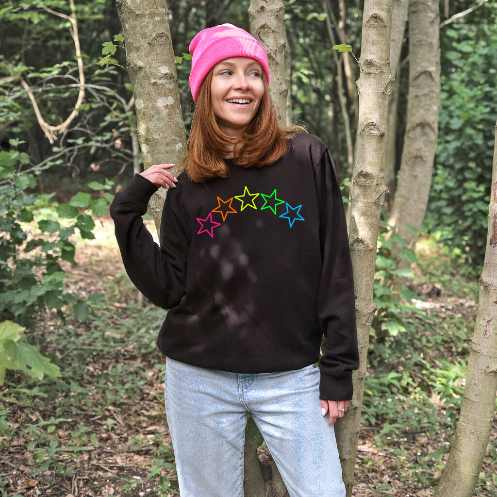 Neon Rainbow Stars Christmas Sweatshirt Jumper