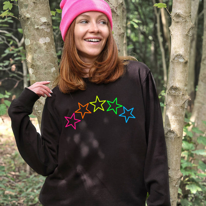 Neon Rainbow Stars Christmas Sweatshirt Jumper