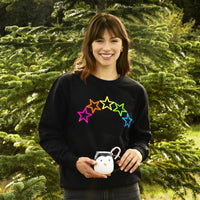 Neon Rainbow Stars Christmas Sweatshirt Jumper
