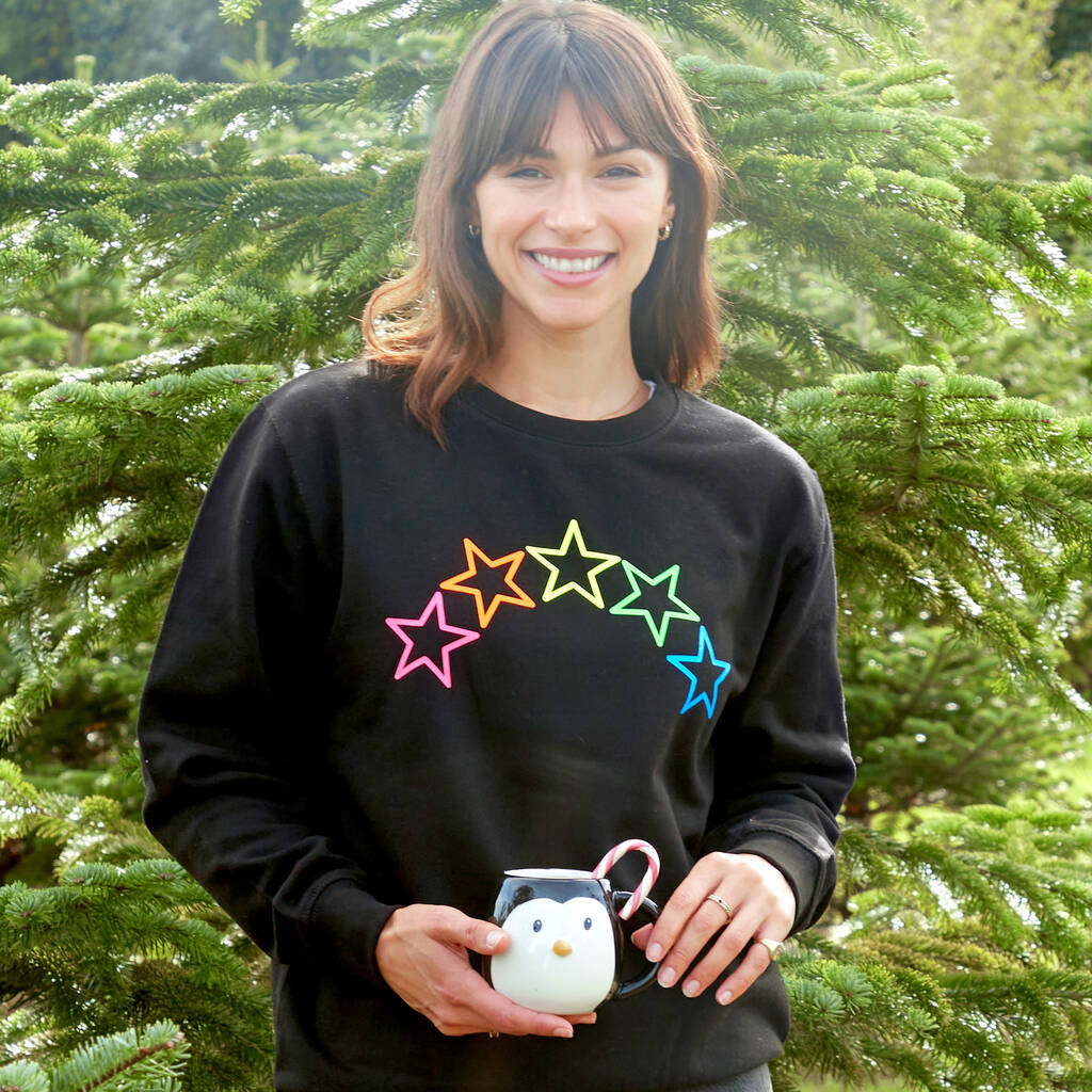 Neon Rainbow Stars Christmas Sweatshirt Jumper