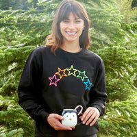 Neon Rainbow Stars Christmas Sweatshirt Jumper