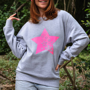 Neon Star Cascading Snowflakes Christmas Sweatshirt