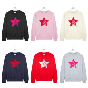 Neon Star Cascading Snowflakes Christmas Sweatshirt