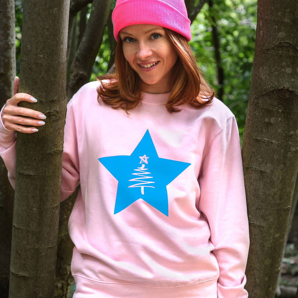 Christmas Tree Neon Star Christmas Jumper Sweatshirt