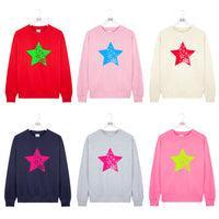 Neon Star Cascading Snowflakes Christmas Jumper Sweatshirt