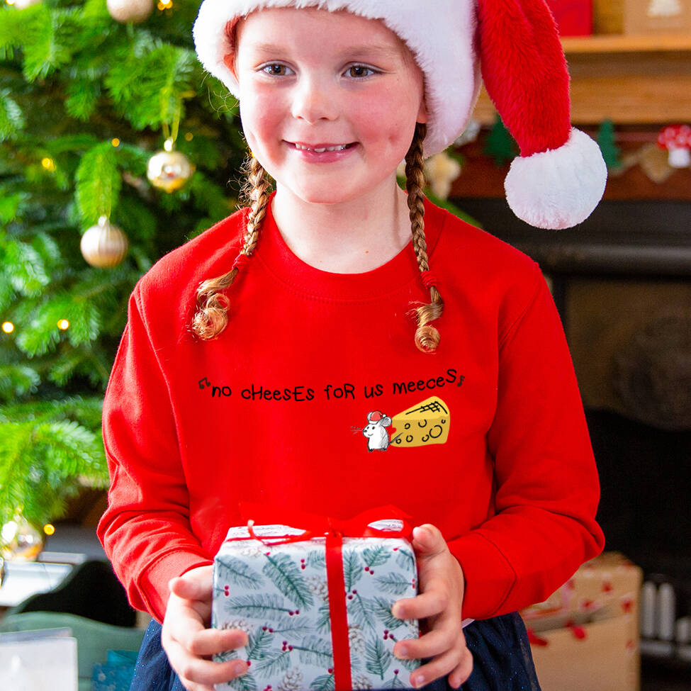 No Cheeses For Us Meeces Childrens Christmas Sweatshirt