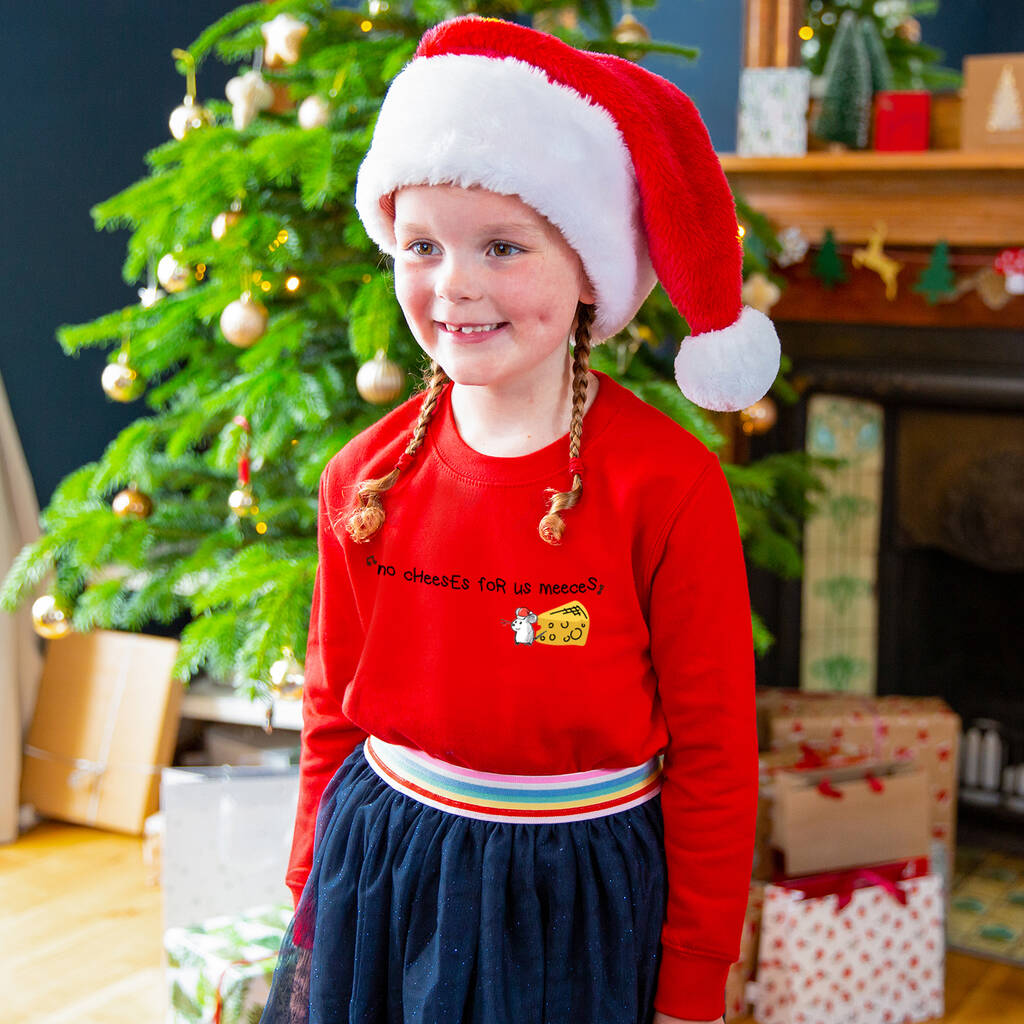 No Cheeses For Us Meeces Childrens Christmas Sweatshirt