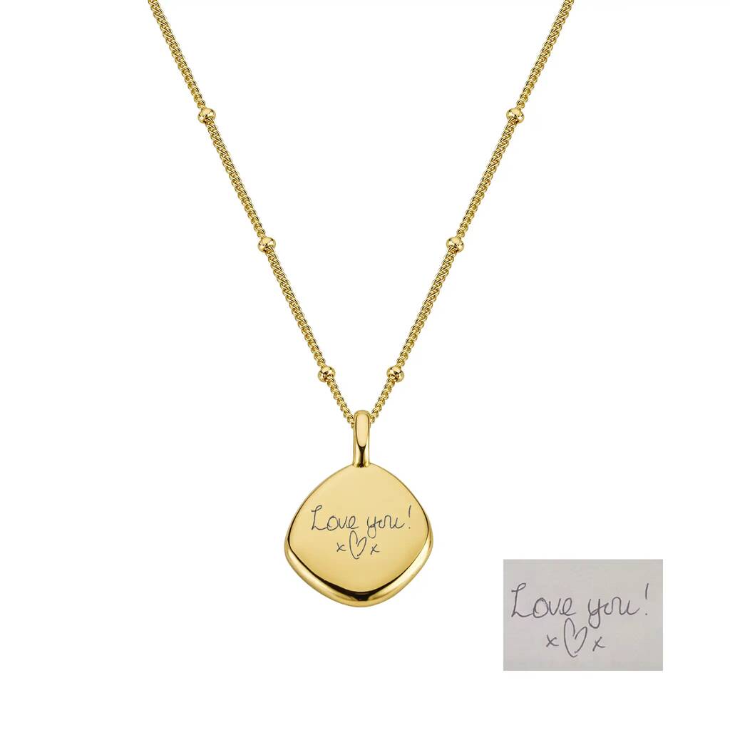 Organic Pebble Real Handwriting Necklace