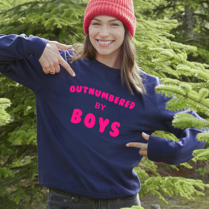'Outnumbered By Boys' Mum Jumper Sweatshirt