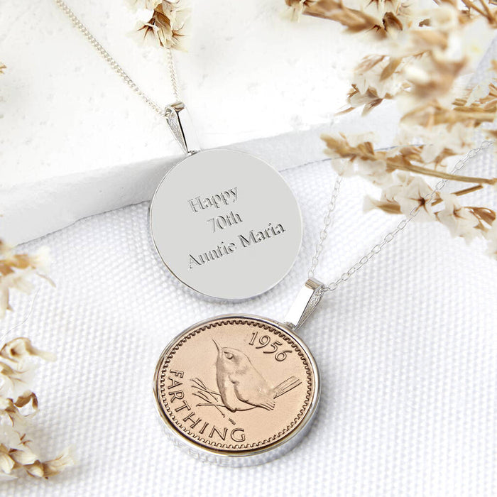 70th Birthday 1956 Farthing Coin Necklace