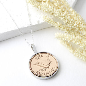 70th Birthday 1954 Farthing Coin Necklace