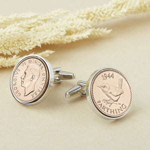 80th Birthday 1944 Farthing Coin Cufflinks