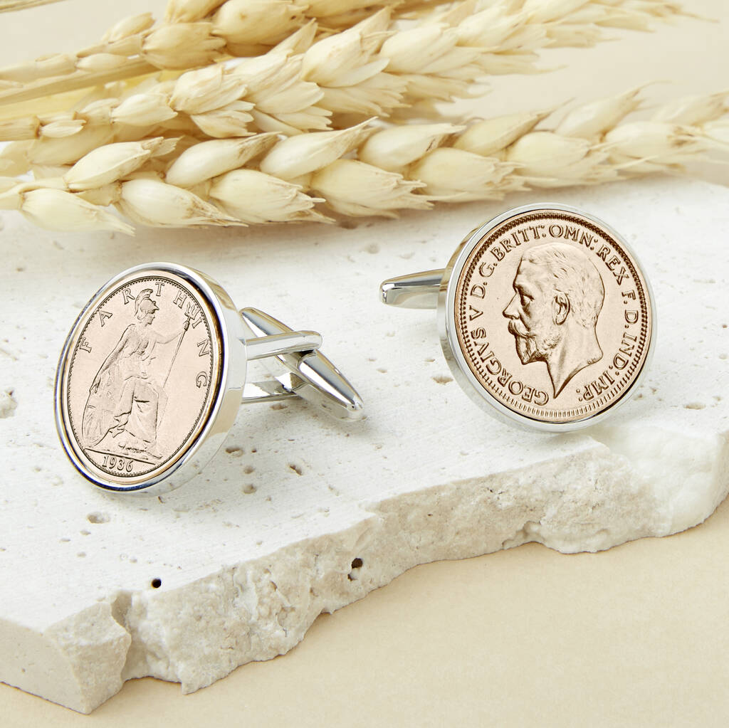 Farthing 90th 1935 Or 1936 Birthday Coin Cufflinks