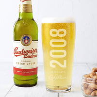 Personalised 18th Birth Year And Name Beer Glass